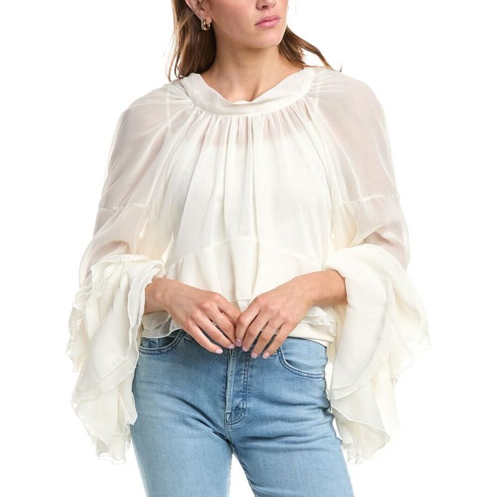 Colette Rose Womens  Ruffle Tie Back Top, White